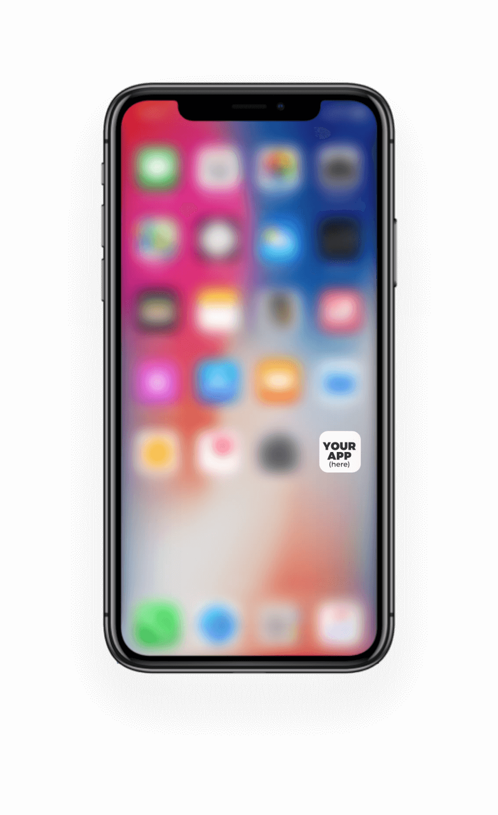 Mock up of iPhone X with blank app on it