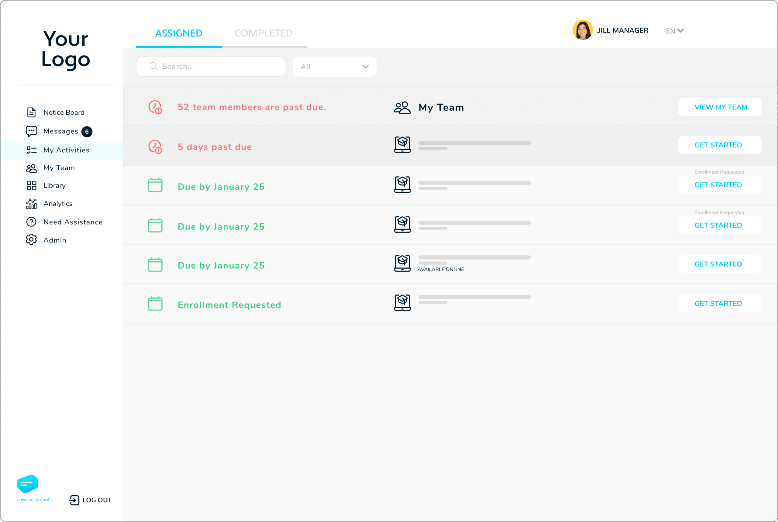 Screenshot of itacit's analytics for teams