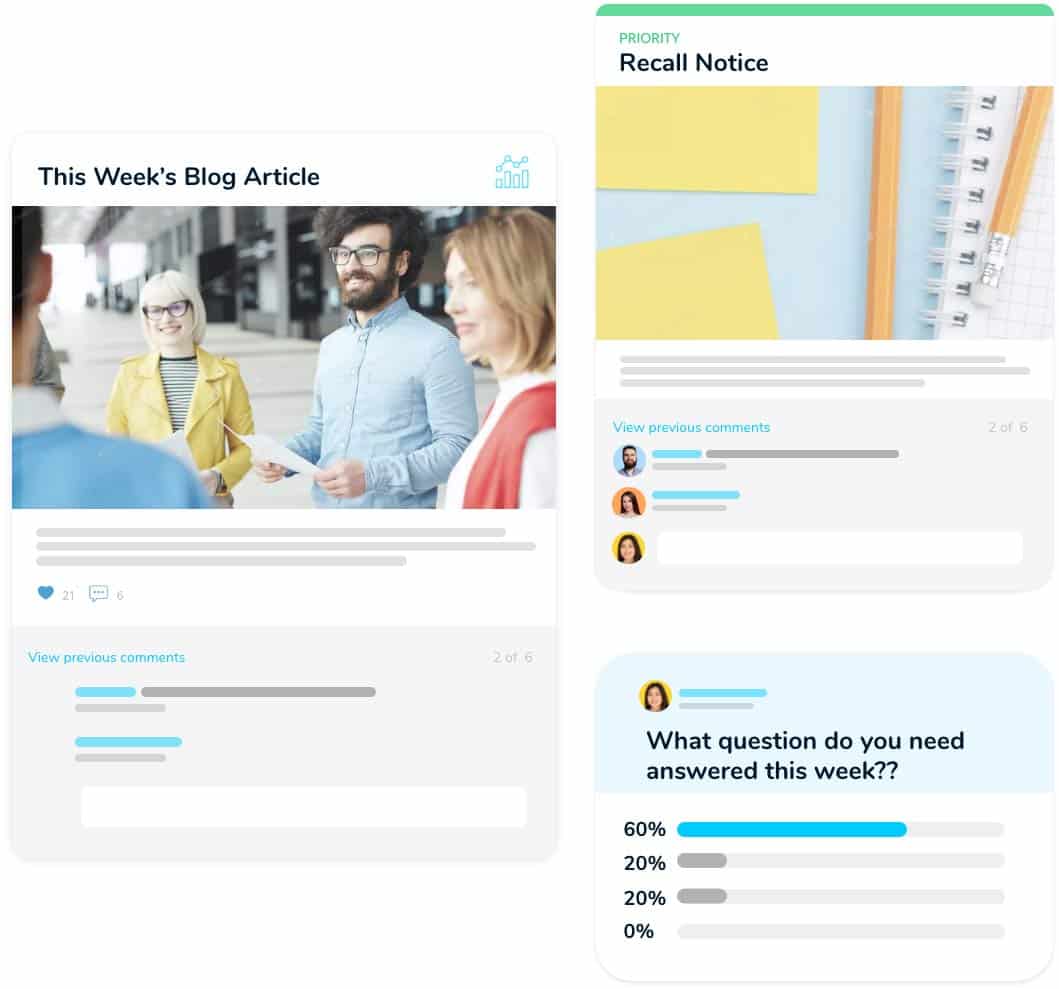 Collage of iTacit Notice Board Posts on Social Intranet Hub - iTacit