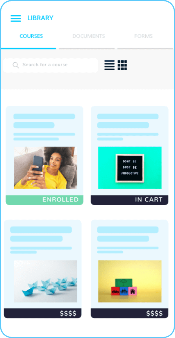 iTacit UI design mock up of their Learning Management System