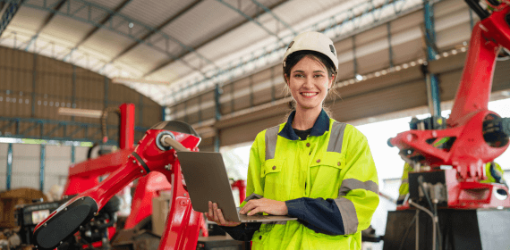 Employee using laptop