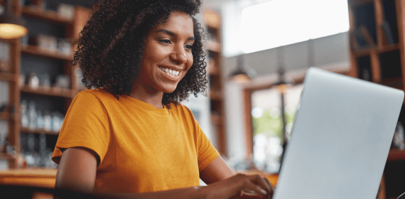 Employee using laptop
