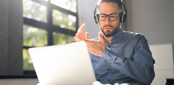 Employee using laptop