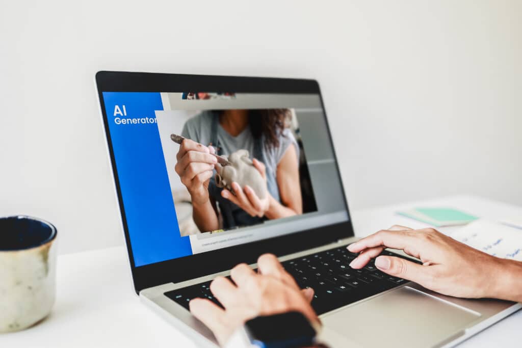 Laptop generating AI content